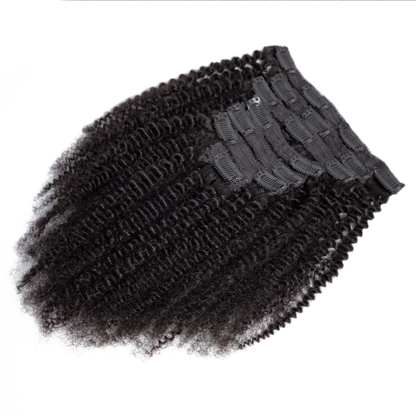 Set of 7 Clip-in Hair Extensions - Kinky Curly Black