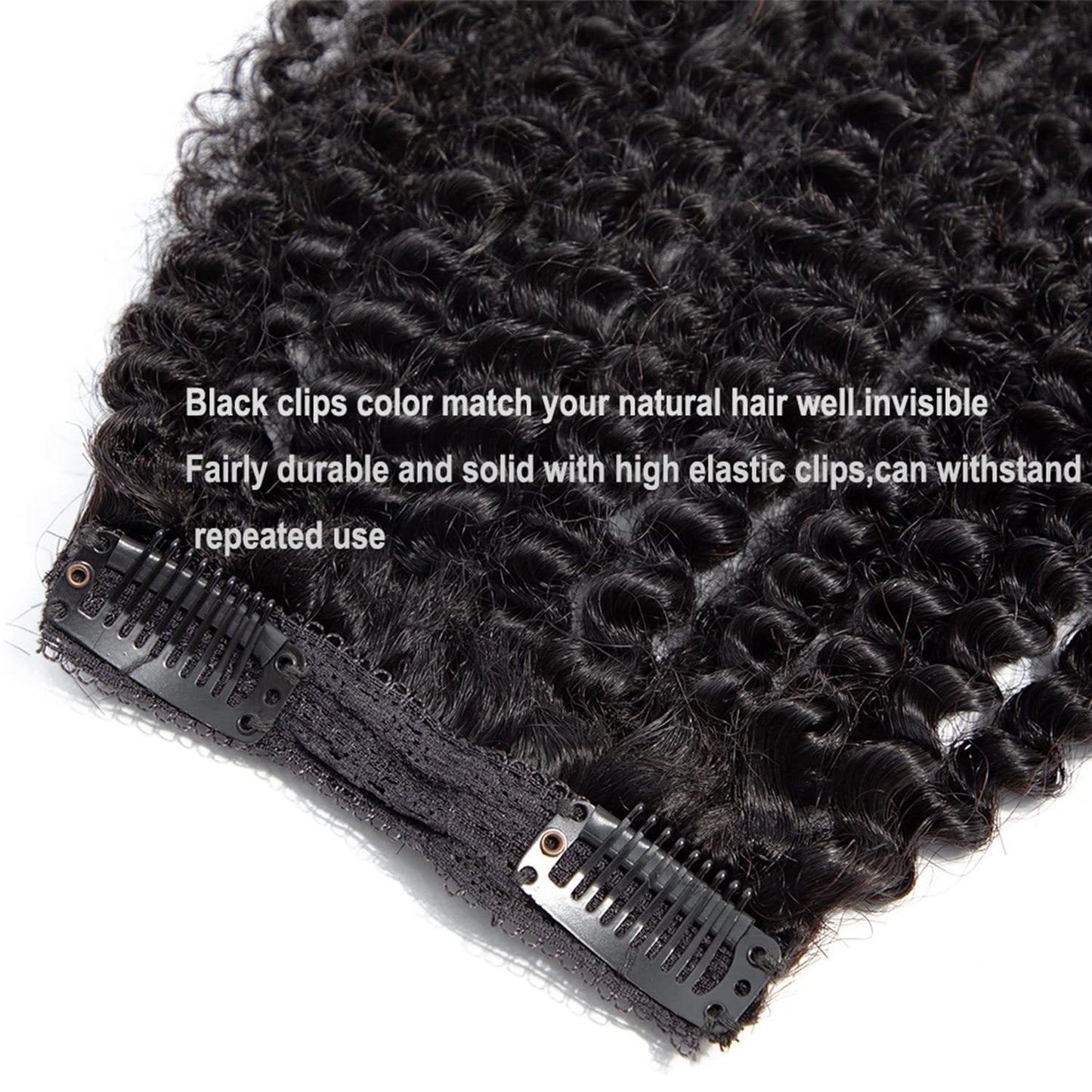 Set of 7 Clip-in Hair Extensions - Kinky Curly Black