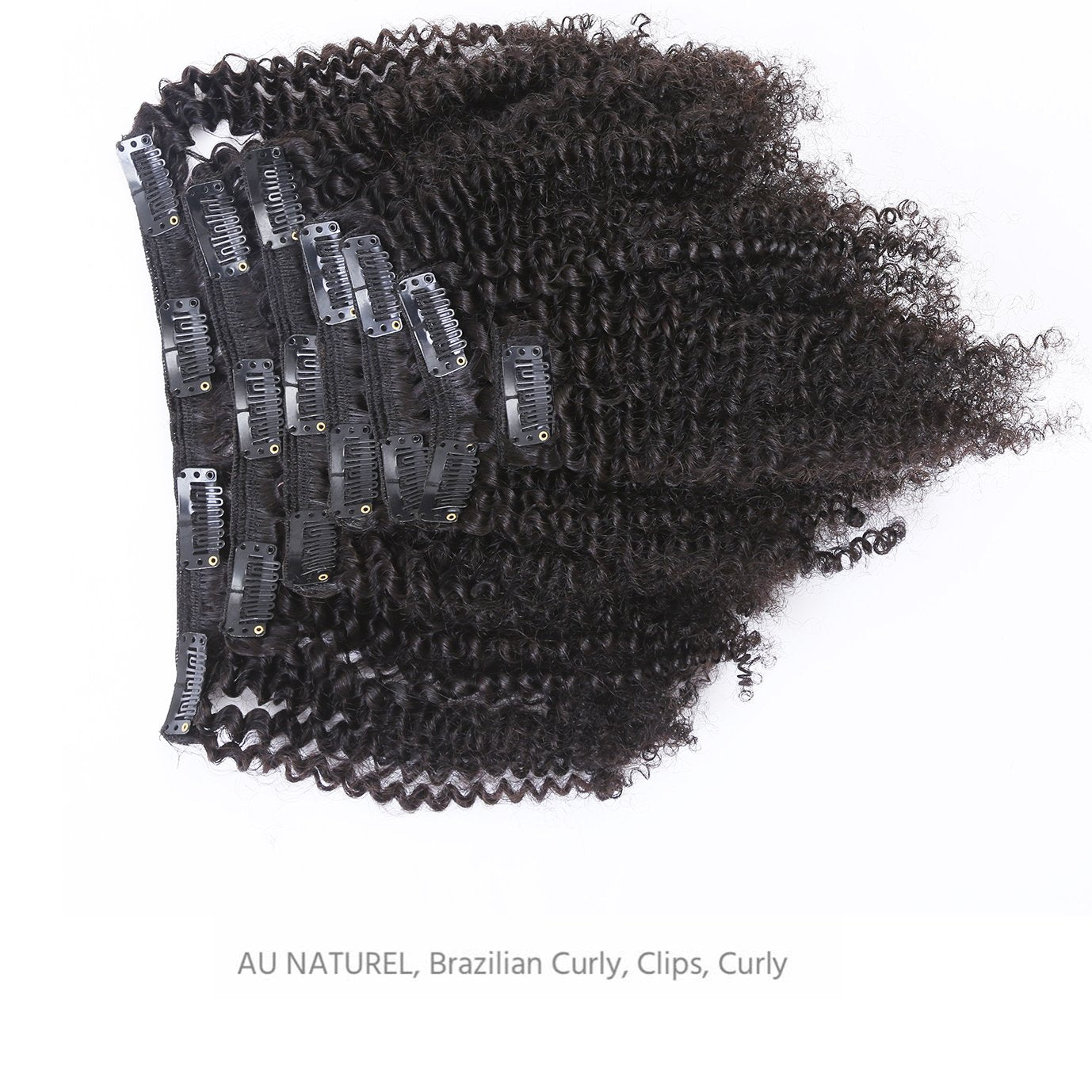 Set of 7 Clip-in Hair Extensions - Kinky Curly Black