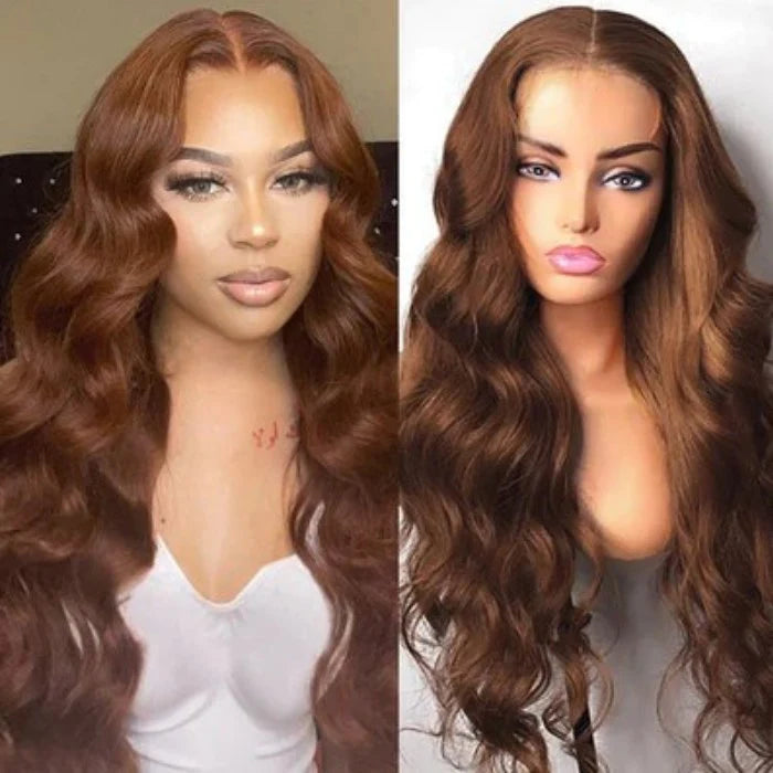 Glueless 13x4 Luxury Lace Front Wig-Chocolate Brown-Loose Body Wave & Straight