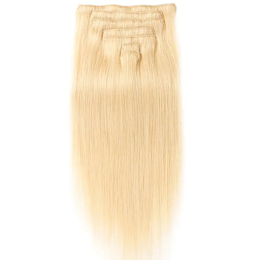 Set of 7 Clip-in Hair Extensions - Straight 613 Blonde