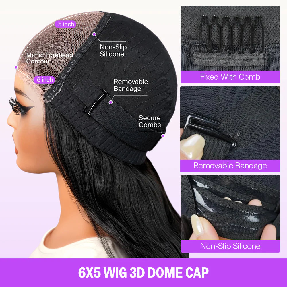 6x5 Pre-cut Glueless Wig - Water wave