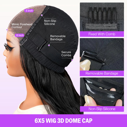 6x5 Pre-cut Glueless Wig - Water wave